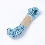 Jute Cord, Jute String, Jute Twine, for Jewelry Making, Light Sky Blue, 1.5~2mm, about 10.93 yards(10m)/bundle(OCOR-WH0037-02B)