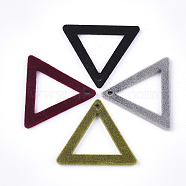 Flocky Acrylic Pendants, Triangle, Mixed Color, 28x32x2mm, Hole: 1.5mm(FIND-T046-19)