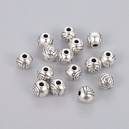 Tibetan Style Alloy Beads for Valentine's Day, Cadmium Free & Nickel Free & Lead Free, Rose, Antique Silver, 7x6mm, Hole: 1mm(TIBEB-Q041-AS-FF)