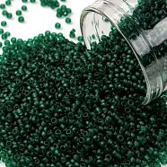 TOHO Round Seed Beads, Japanese Seed Beads, (939F) Transparent Frost Green Emerald, 15/0, 1.5mm, Hole: 0.7mm, about 3000pcs/10g(X-SEED-TR15-0939F)