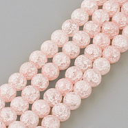 Synthetic Crackle Quartz Beads Strands, Round, Dyed, Pink, 6mm, Hole: 1mm, about 66pcs/strand, 15.7 inch(X-GLAA-S134-6mm-01)