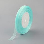 Sheer Organza Ribbon, DIY Material for Ribbon, Pale Turquoise, 1/2 inch(12mm), 500yards(457.2m)(VC003-13)