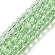 Drawbench Transparent Glass Beads Strands, Spray Painted, Round, Lime Green, 8mm, Hole: 1.3~1.6mm, 31.4 inch(GLAD-Q012-8mm-05)