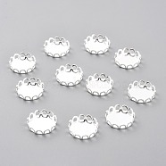 304 Stainless Steel Cabochon Settings, Lace Edge Bezel Cups, Flat Round, Silver, 13x3mm Tray: 12mm(STAS-Y001-09A-S)