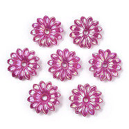 Opaque AS Plastic Bead Caps, Pearlized, Flower, Fuchsia, 32x32x7mm, Hole: 4mm, about 350pcs/500g(MACR-S365-05D)