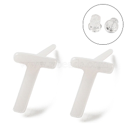 Hypoallergenic Bioceramics Zirconia Ceramic Stud Earrings, No Fading and Nickel Free, Alphabet, Letter T, 7x5mm(EJEW-F340-04T)