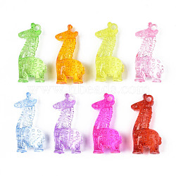 Transparent Acrylic Pendants, Giraffe, Mixed Color, 50x24x17.5mm, Hole: 3.5mm, about 60pcs/500g(TACR-S149-20)