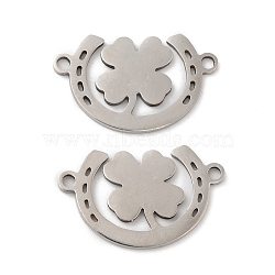 Non-Tarnish 201 Stainless Steel Connector Charms, Clover Links, Stainless Steel Color, 12x19.5x0.8mm, Hole: 1.5mm(STAS-Q245-19P)