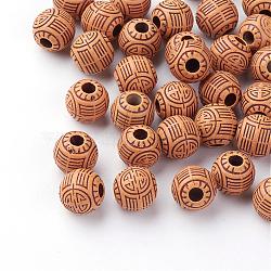 Imitation Wood Acrylic Beads, Round, Peru, 11mm, Hole: 3.5mm, about 690pcs/500g(SACR-Q186-08)