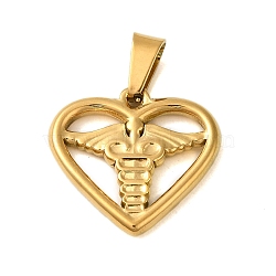 Ion Plating(IP) 304 Stainless Steel Pendants, Heart with Wing Charm, Golden, 19x20x2mm, Hole: 6x3.5mm(STAS-C103-29G)