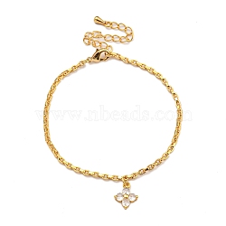 Brass Micro Pave Cubic Zirconia Bracelets for Women, Real 18K Gold Plated, 6-3/4 inch(17.2cm), pendant: 11x9mm(BJEW-U008-01G)