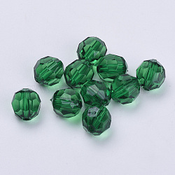 Transparent Acrylic Beads, Faceted, Round, Dark Green, 10x9.5mm, Hole: 1.8mm(X-TACR-Q257-10mm-V17)