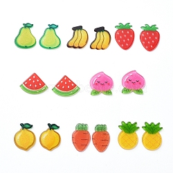 Plastic Cabochons, with Glitter Powder, Fruits, Mixed Color, 18~25x16~25x2~3mm, about 16pcs/set(KY-X0008-03)