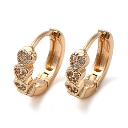 Brass Micro Pave Clear Cubic Zirconia Hoop Earrings for Women, Heart, Light Gold, 13x14.5x3.5mm(EJEW-M238-38KCG)