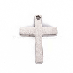201 Stainless Steel Pendants, Laser Cut, Cross, Stainless Steel Color, 19.5x14.5x2mm, Hole: 1.6mm(STAS-Q238-012)