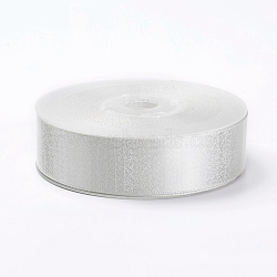 Double Face Polyester Satin Ribbon, with Metallic Silver Color, White, 1-1/2 inches(38mm)(SRIB-P012-A01-38mm)