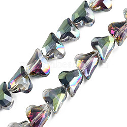 Electroplate Transparent Glass Beads Strands, Faceted, Heart, Dark Slate Blue, 12x10x5mm, Hole: 1mm, about 60Pcs/strand, 24.41 inch(62cm)(EGLA-N002-44-08)