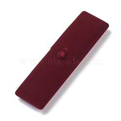 Velvet Necklace Box, Double Flip Cover, for Showcase Jewelry Display Necklace Storage Box, Rectangle, Dark Red, 23x6.1x4cm(VBOX-G005-12B)
