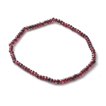 Faceted Rondelle Natural Garnet Beads Stretch Bracelets, Reiki January Birthstone Jewelry for Her, Inner Diameter: 2-3/8 inch(6.1cm)
