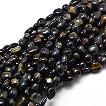 Dyed Natural Tiger Eye Nuggets Beads Strands, Tumbled Stone, 5~10x6~7x3~7mm, hole: 1mm, about 14.9 inch~15.7 inch