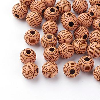 Imitation Wood Acrylic Beads, Round, Peru, 11mm, Hole: 3.5mm, about 690pcs/500g