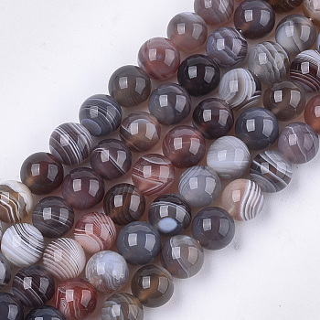 Natural Botswana Agate Beads Strands, Round, 8mm, Hole: 1mm, about 23~25pcs/strand, 7.6 inch