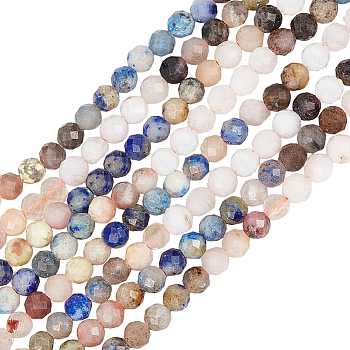 2 Strands Natural Mixed Gemstone Beads Strands, Faceted, Round, 3~3.5mm, Hole: 0.6mm, about 117~126pcs/strand, 15.16''~15.55''(38.5~39.5cm)