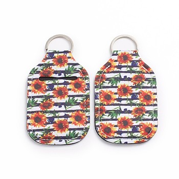 Hand Sanitizer Keychain Holder, for Shampoo Lotion Soap Perfume and Liquids Travel Containers, Colorful, Flower Pattern, 124x64x4mm