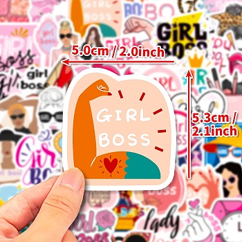 50Pcs Pink Theme Paper Self-Adhesive Picture Stickers, for Water Bottles, Laptop, Luggage, Cup, Computer, Mobile Phone, Skateboard, Guitar Stickers Decor, Mixed Color, 53~61x25~53x0.1mm, 50pcs/set