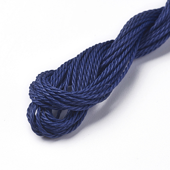 Round Waxed Polyester Cord, Taiwan Waxed Cord, Twisted Cord, Prussian Blue, 1mm, about 9.79~9.84 yards(8.96~9m)/roll