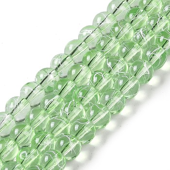 Drawbench Transparent Glass Beads Strands, Spray Painted, Round, Lime Green, 8mm, Hole: 1.3~1.6mm, 31.4 inch