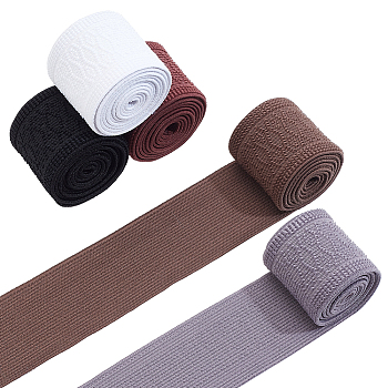 5M 5 Colors Polyester Thick Elastic Wide Band, Flat Rhombus Stretchy Band, for Webbing Garment Sewing Accessories, Mixed Color, 48mm, about 1m/color