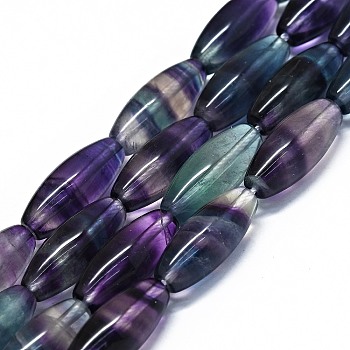 Natural Fluorite Beads Strands, Rice, 21x8~8.5mm, Hole: 0.7mm, about 19pcs/strand, 15.75inch(40cm)