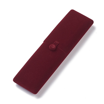 Velvet Necklace Box, Double Flip Cover, for Showcase Jewelry Display Necklace Storage Box, Rectangle, Dark Red, 23x6.1x4cm