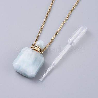 Natural Aquamarine Perfume Bottle Pendant Necklaces(NJEW-F266-01B)-3