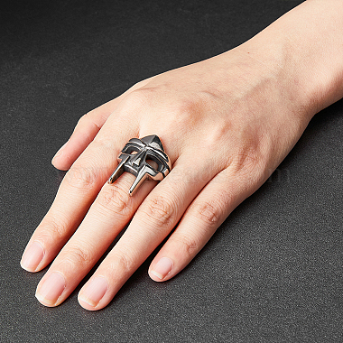 Titanium Steel Gothic Mask Finger Ring for Men Women(RJEW-WH0001-12B)-5