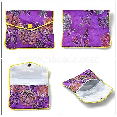 Rectangle Floral Embroidery Cloth Zipper Pouches(ABAG-YW0001-03B)-2