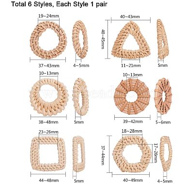 плетеные кольца из тростника / ротанга ручной работы(WOVE-PH0001-11)-2