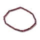 Bracelets extensibles en perles de grenat naturel rondelles à facettes(BJEW-JB06383-01)-1