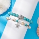 2Pcs 2 Style Synthetic Turquoise & Glass & Shell Stretch Bracelets with Tortoise(BJEW-JB10091-02)-2