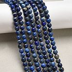 Natural Lapis Lazuli Beads Strands, Round, 5mm, Hole: 0.6mm, about 77pcs/strand, 15 inch(38cm)(G-F561-5mm-G)