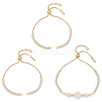 3Pcs Brass Pave Clear Cubic Zirconia Square Slider Bracelet Making, Real 18K Gold Plated, 8-5/8 inch(22cm), Hole: 1.8mm(BJEW-BBC0001-18)