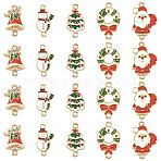 30Pcs 5 Styles Christmas Alloy Enamel Links, Christmas Tree Santa Claus Snowman, Mixed Color, Mixed Shapes, 20~24.5x11~16x1.5~3.5mm, Hole: 1.5~2mm, 6pcs/style(FIND-FS0004-93)