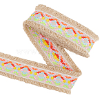 Polyester Jacquard Ribbon, Woven Sewing Trim Floral Tassels Ribbon Fringe for Sewing Garment Crafting, Tan, 1-5/8~1-3/4 inch(41~45mm), about 10.00 Yards(9.14m)/Roll(OCOR-WH0085-77B)
