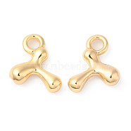 Brass Charms, Real 18K Gold Plated, Letter T, 11x10.5x3.5mm, hole: 2mm(KK-P234-13G-T)