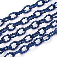 Handmade Nylon Cable Chains Loop, Oval, Medium Blue, 8~9x11~13x2mm, about 85cm/strand, 33.5 inch(EC-A001-25)