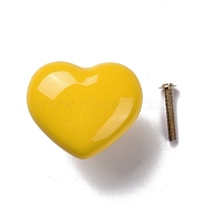 Heart-shaped Porcelain Cabinet Door Knobs, Kitchen Drawer Pulls Cabinet Handles, with Iron Screws, Gold, 43.5x51x36mm(FIND-Z004-16C)