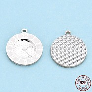 925 Sterling Silver Charms, Clock, Silver, 14x12x1mm, Hole: 1mm(STER-T006-07)