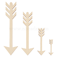 Unfinished Wood Chips, DIY Craft Painting, Arrow, 98~327x22~65x4mm, 4pcs/set(DIY-WH0656-19A)