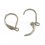 304 Stainless Steel Leverback Earring Findings, with Loop, Stainless Steel Color, 15x10x1.5mm, Hole: 1.5mm(X-STAS-S028-07)